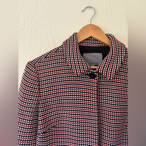 Classiques Entier 70’s Inspired Red Black Knit Woven Collared Blazer Jacket - Picture 3 of 12